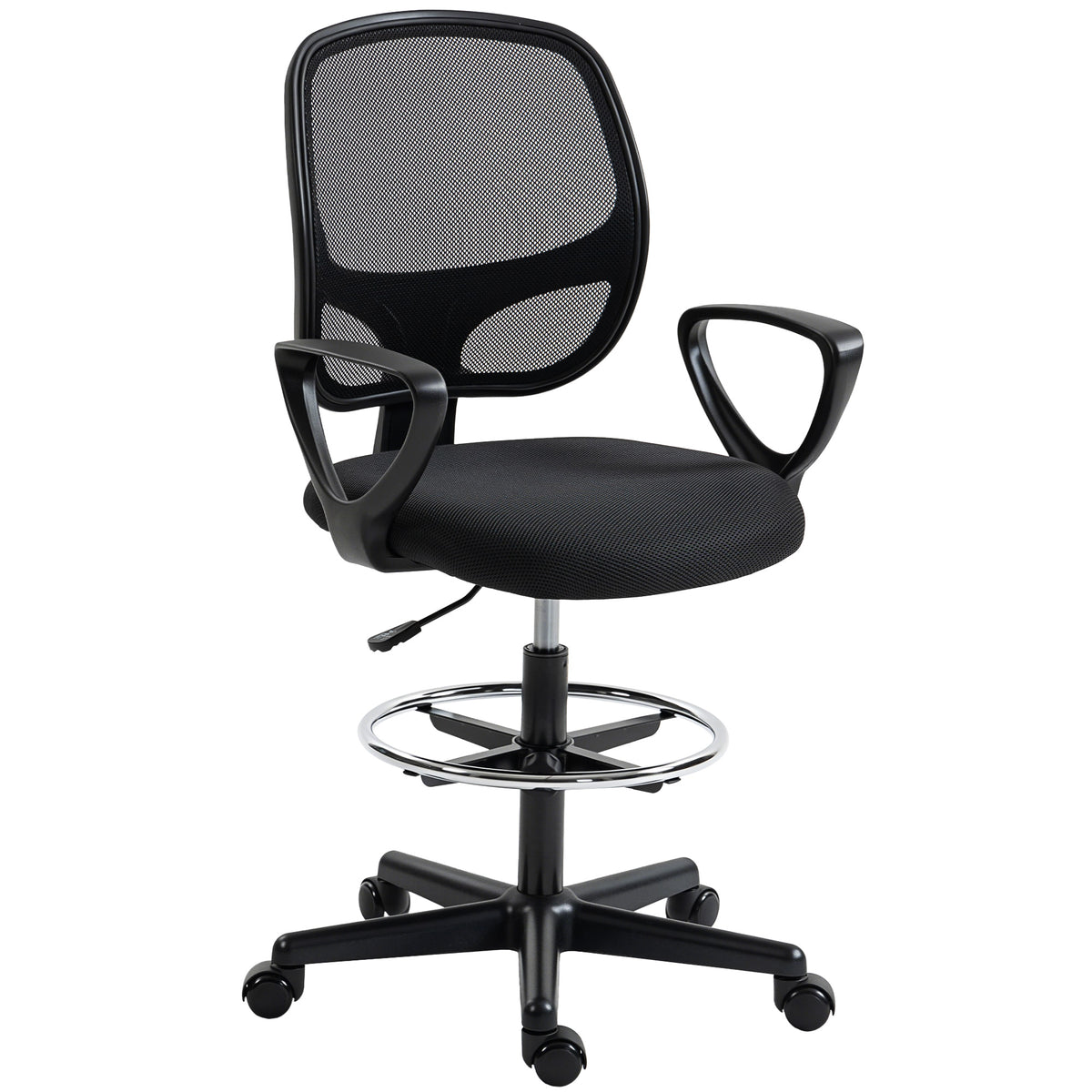 Cadeira de Escritório Ergonômica Poltrona com Apoio para Pés e Apoios de Braço Altura Regulável 59x58x103-123 cm Preto — foto 1