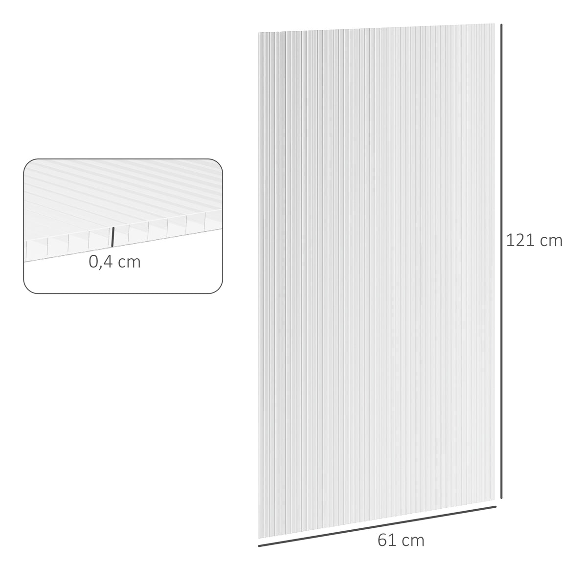 Painéis 14 de Policarbonato Alveolar 4 Mm Resistentes Aos Uv Personalizável de Um Painel 121x61 cm — foto 2