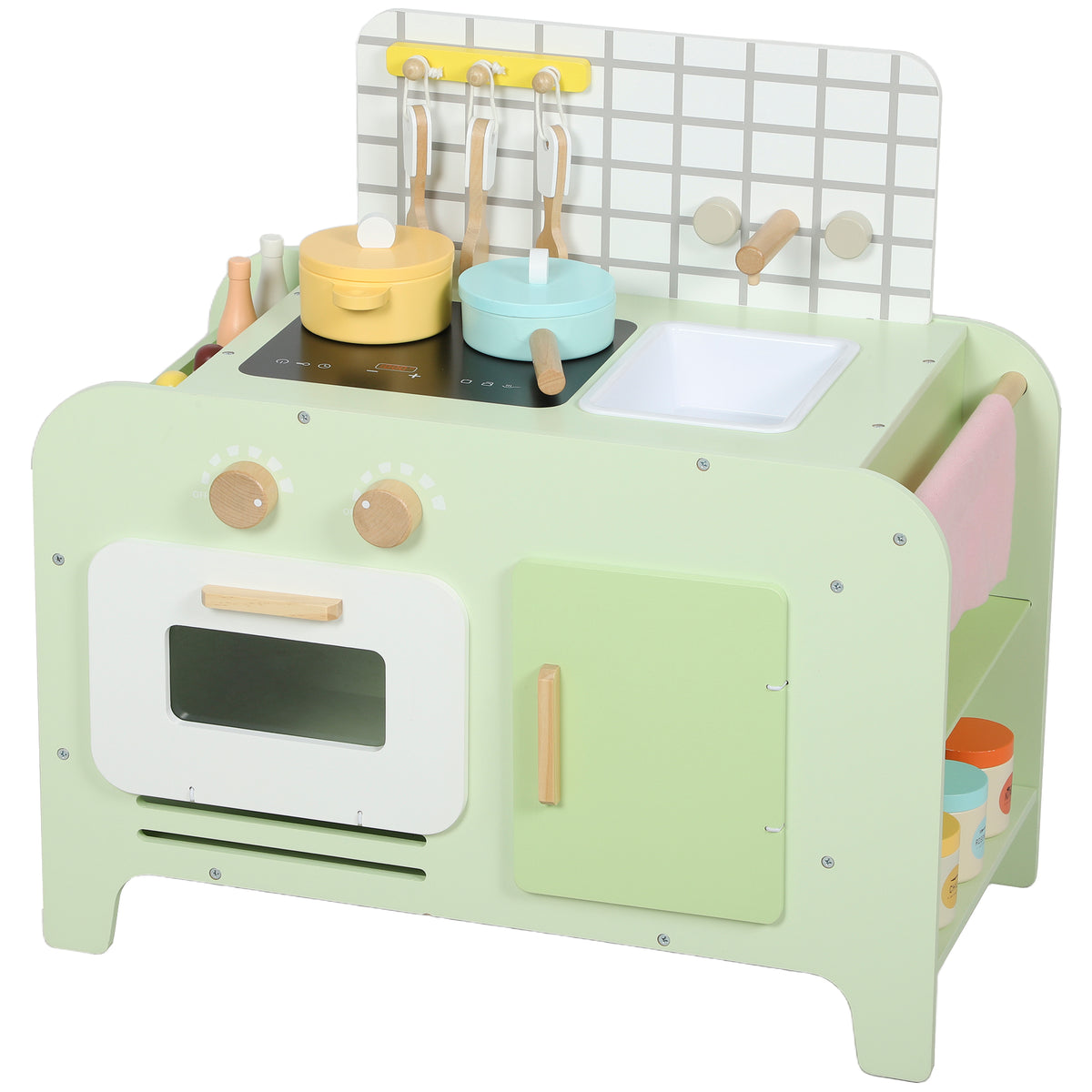 Conjunto de cozinha infantil, MDF, 15 acessórios, armários, 40 cm, a partir de 3 anos, Verde — foto 1