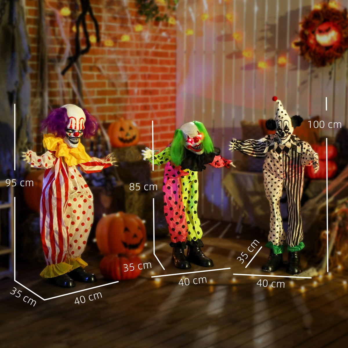 Palhaços Animatrônicos Empilháveis de Halloween com Olhos Vermelhos Luminosos para Cenários de Festa Interna — foto 2