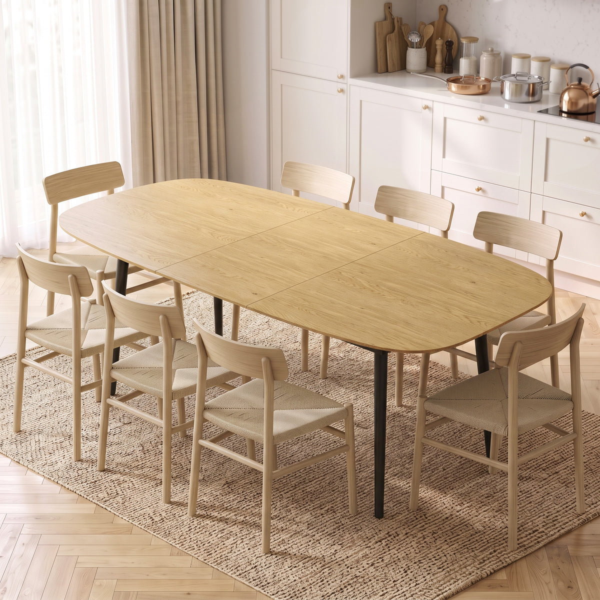 Mesa de Jantar Extensível Retangular para 6 a 8 Pessoas Mesa de Cozinha 160-200 cm com Prateleira Castanho — imagem 3