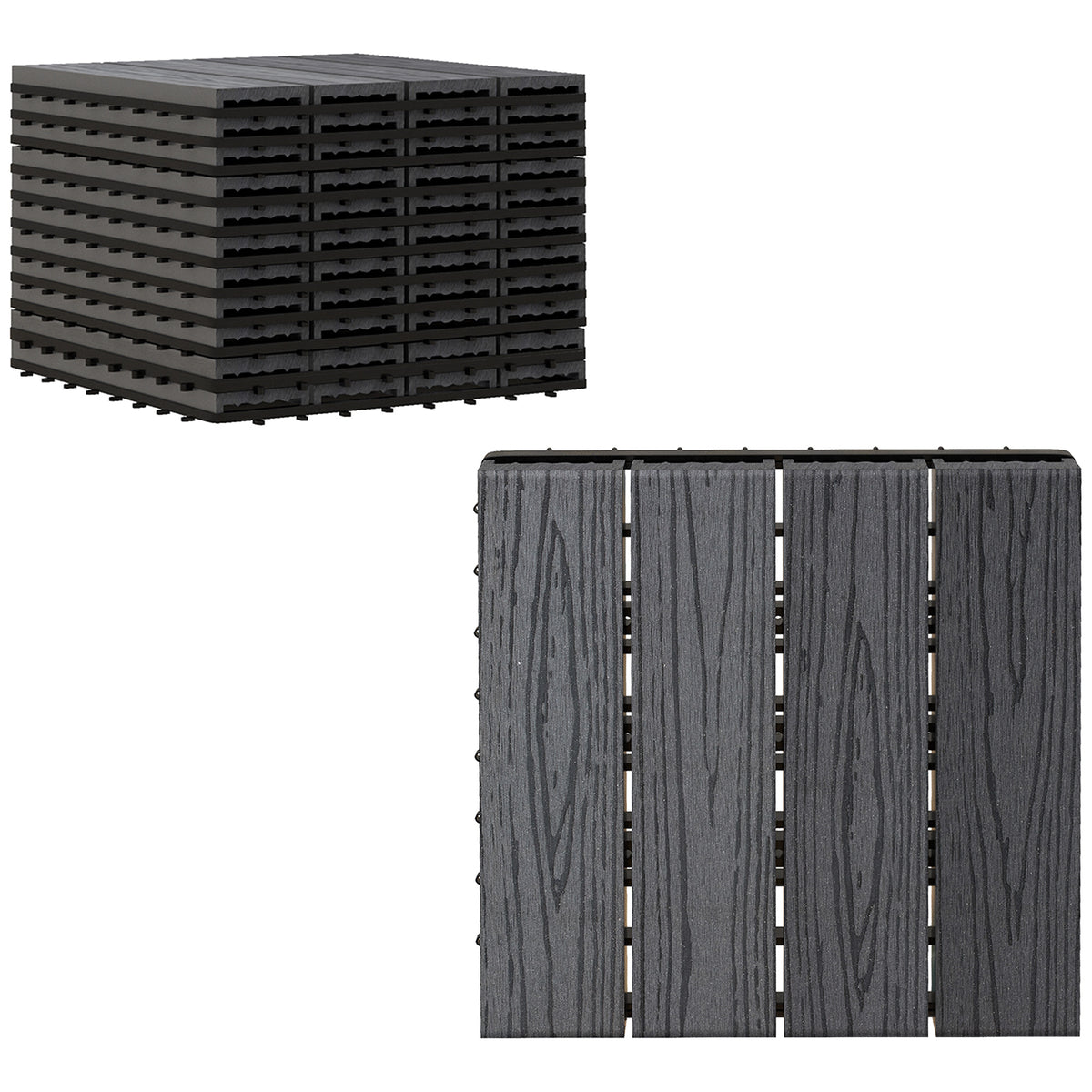 Ladrilhos para deck - caillebotis - Conjunto de 11 peças, Área Máx. 1 m² - encaixáveis, Instalação Muito Simples, dim. 30 x 30 cm — foto 1