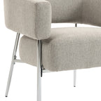 Poltrona de Sala, Poltrona de Apoio Acolchoada em Tecido Efeito Linho, Encosto Curvo e Braços, Estilo Moderno, Castanho — imagem 9