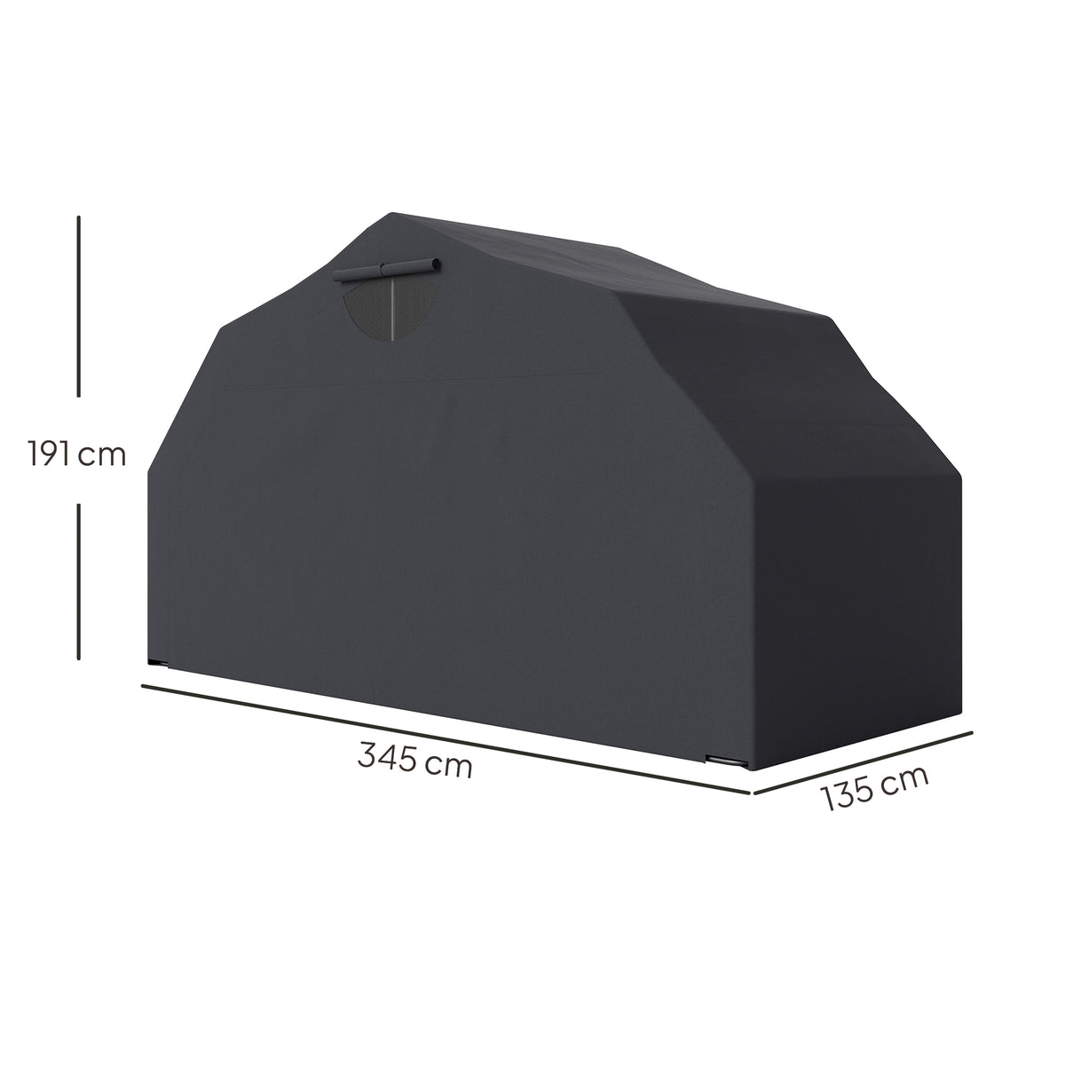 Abrigo para Moto Exterior Tenda para Motos Capa Protetora em Tecido Oxford 2 Janelas 345x135x191 cm Preto — foto 2