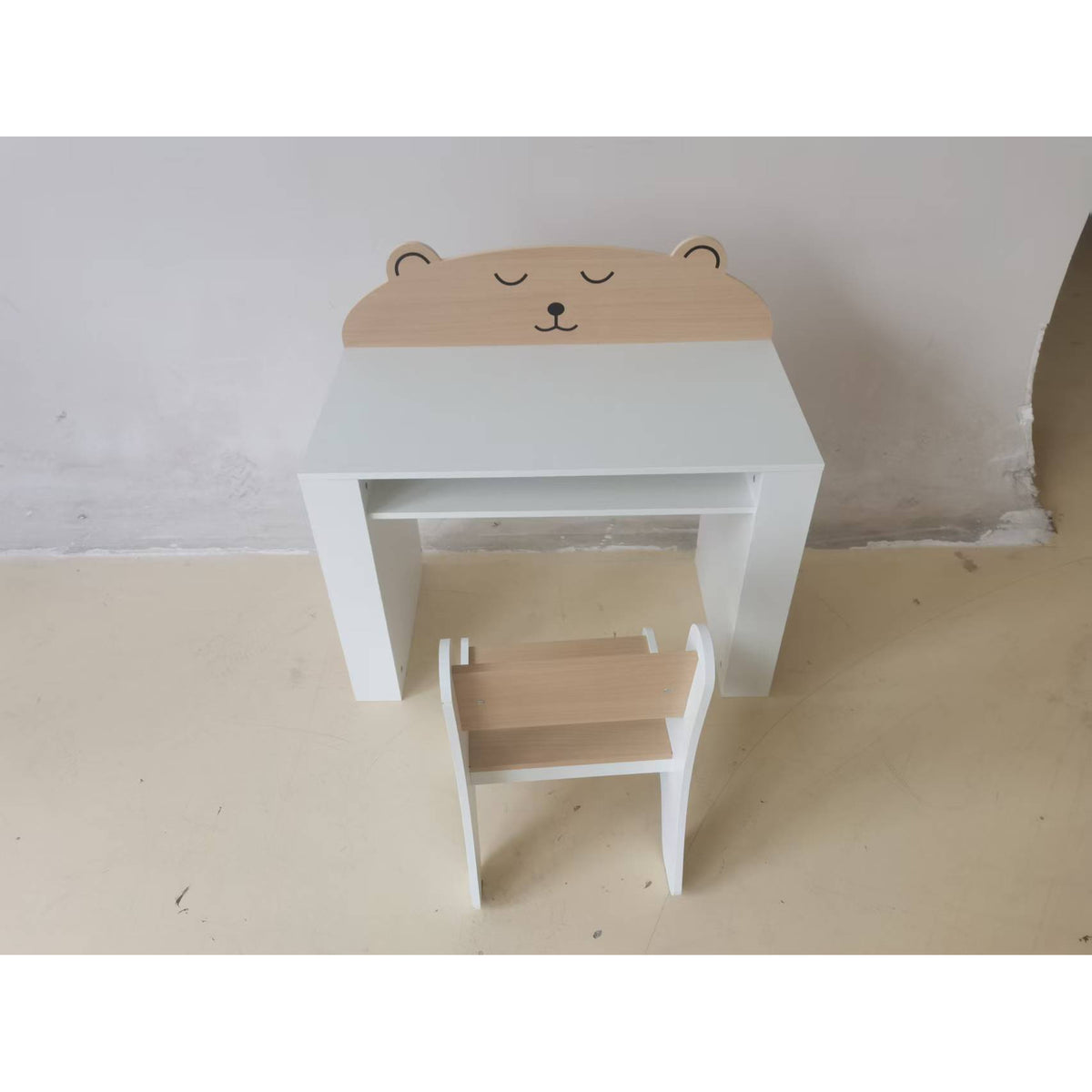 Mesa e Cadeira Infantil para Ler e Desenhar, com Estante e Gaveta, Branco e Madeira — imagem 3