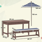 Conjunto de Mobiliário de Jardim Exterior Infantil com Almofadas e Guarda-sol Removível Riscas Azul Marinho e Branco — foto 2