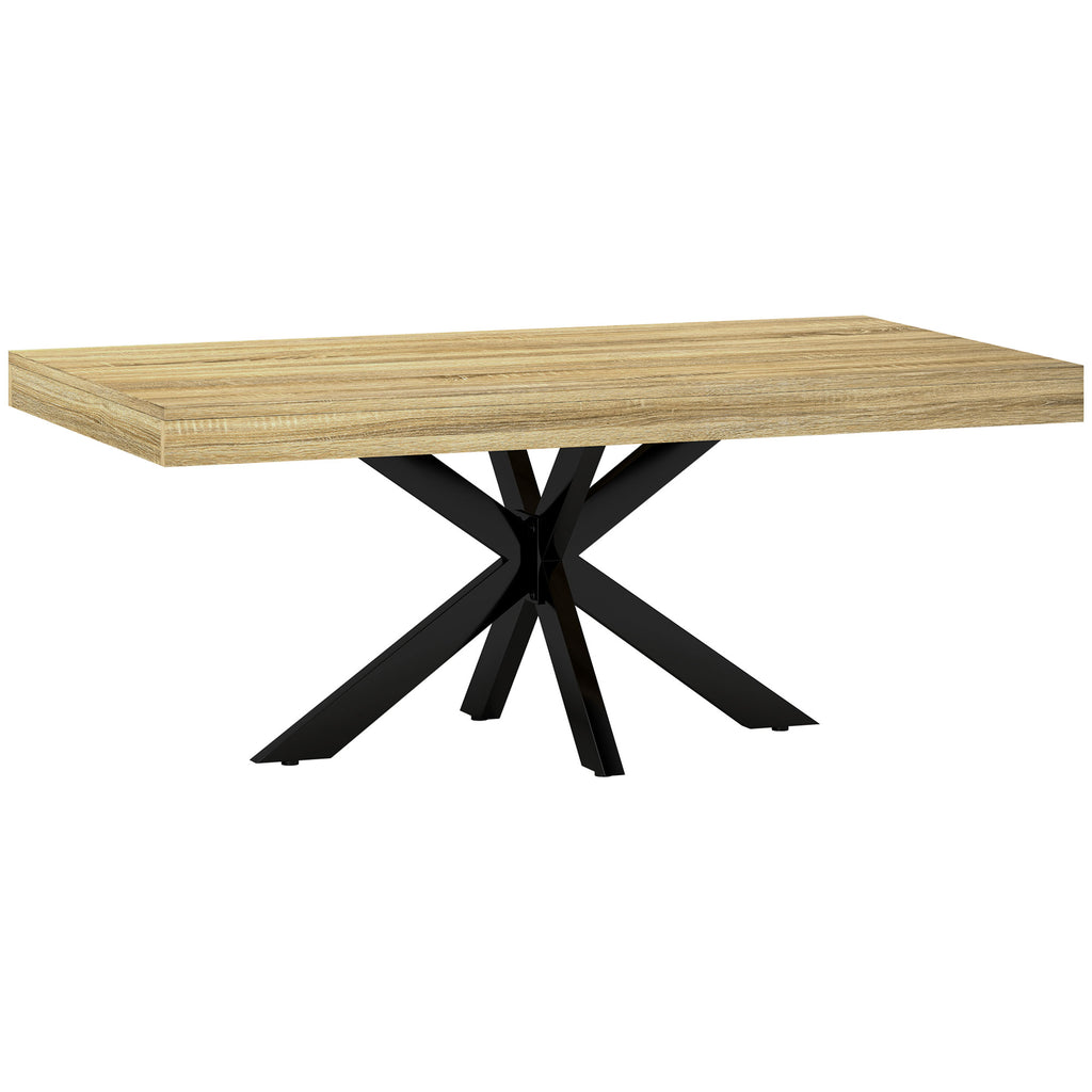 Mesa de Centro Retangular Mesa Auxiliar Estilo Industrial em Metal Preto e Tampo Aspeto Madeira 110x60x45 cm — foto 1