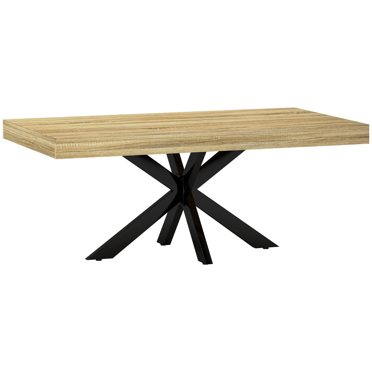 Mesa de Centro Retangular Mesa Auxiliar Estilo Industrial em Metal Preto e Tampo Aspeto Madeira 110x60x45 cm — foto 1