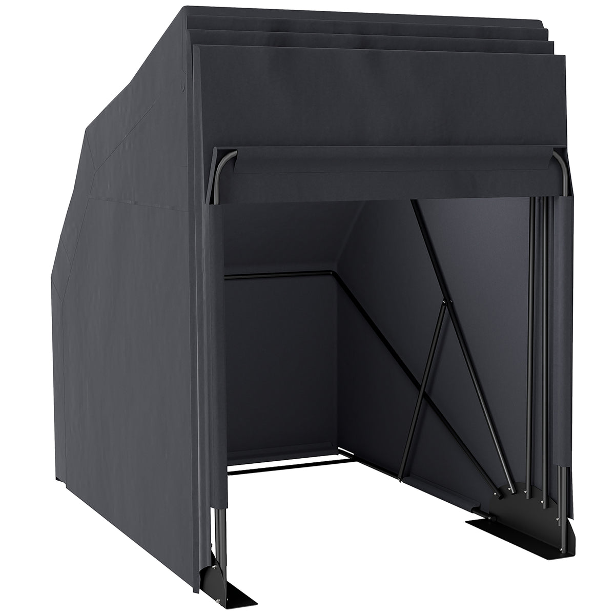 Abrigo para Moto Exterior Tenda para Motos Capa Protetora em Tecido Oxford 2 Janelas 345x135x191 cm Preto — foto 1