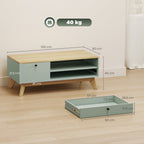 Mesa de Centro para Sala Mesa Lateral Retangular com Gaveta Porta e Compartimento Aberto Verde Claro e Carvalho — foto 2