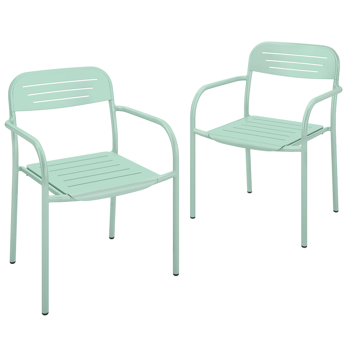 Conjunto de 2 Cadeiras de Jardim Empilháveis para Terraço com Design de Lâminas e Apoio de Braços 56x58x78 cm Verde — foto 1