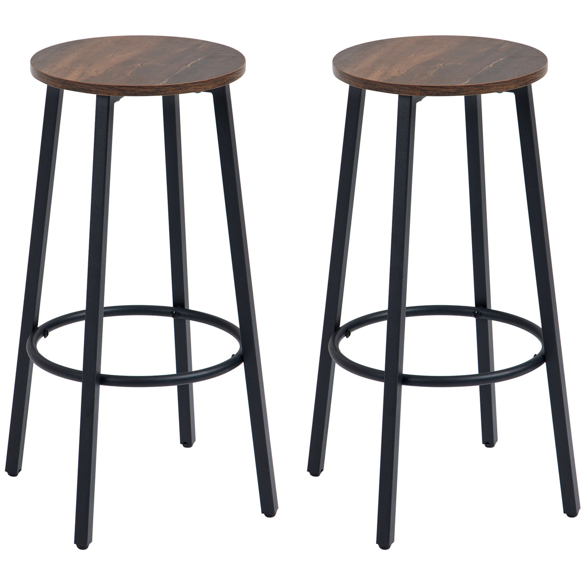 Conjunto de 2 banquetas em design industrial, Estrutura metálica, Apoio para os pés, 42 x 42 x 65 cm — foto 1