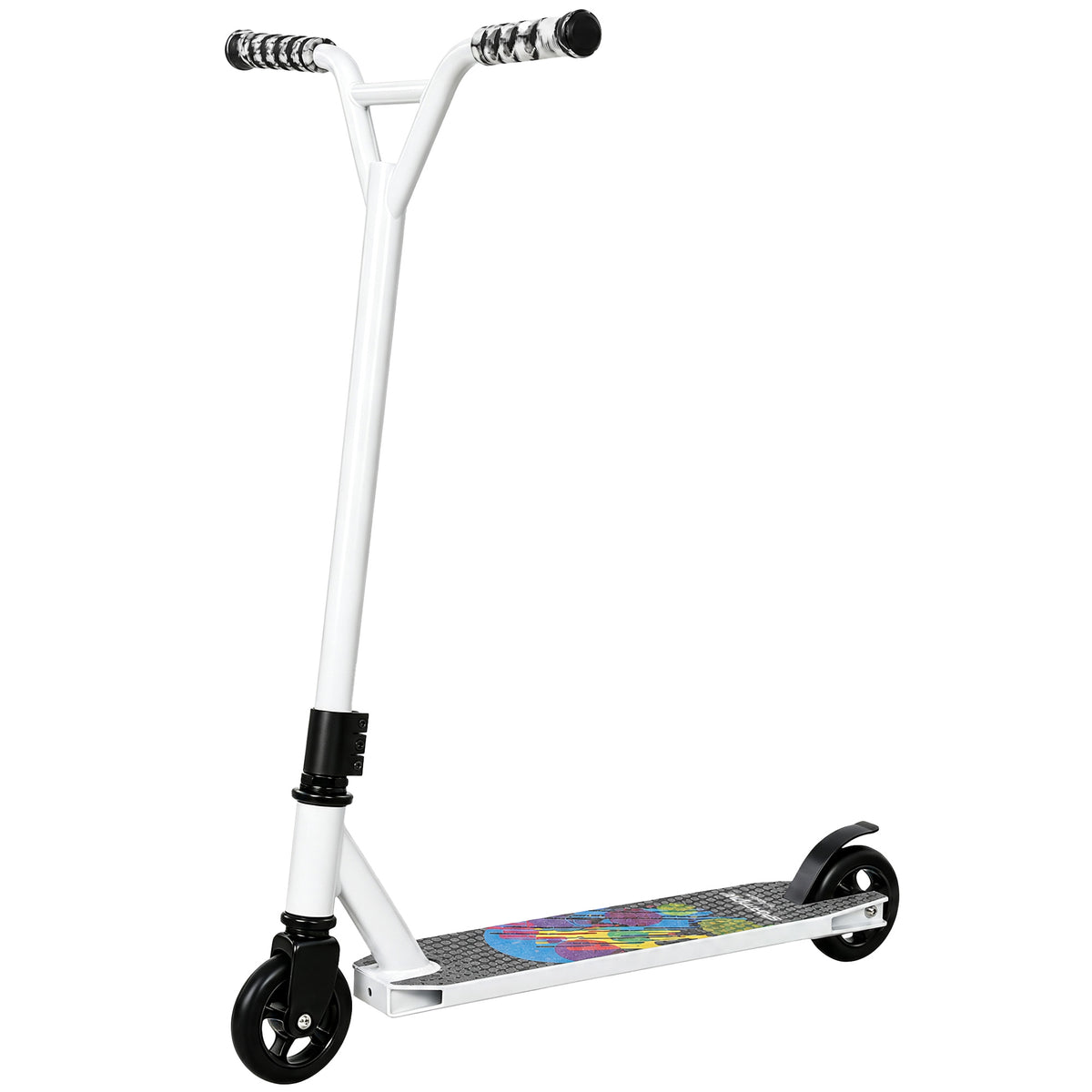 Trotinete Acrobática para Truques com Plataforma em Alumínio, Rolamentos ABEC-7, Rodas 100 mm e Guiador 360°, Branco — foto 1