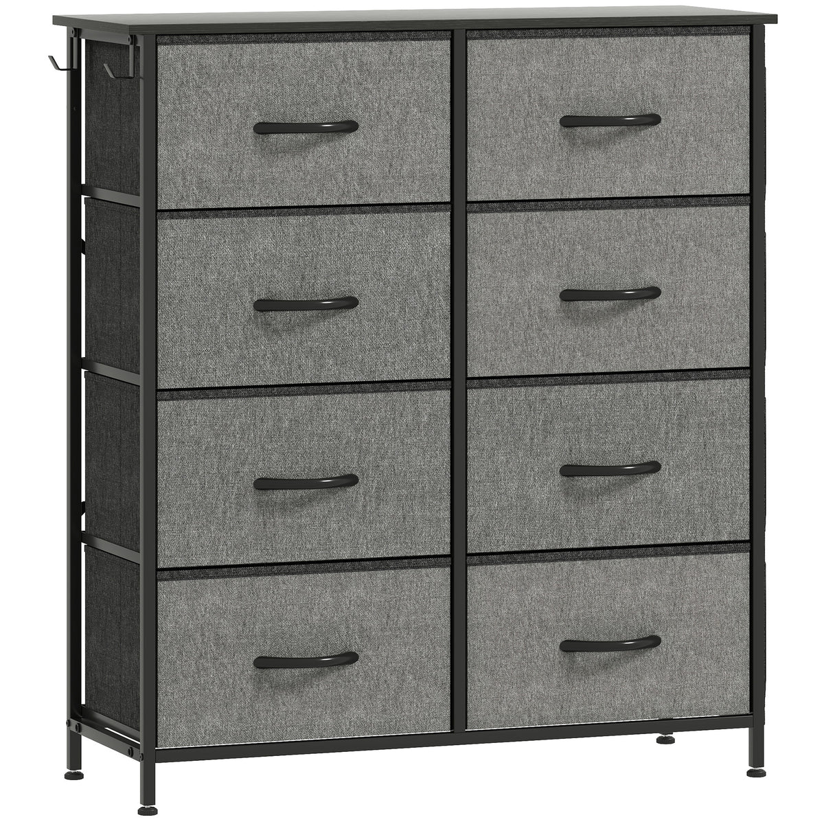 Cómoda 8 Gavetas em Tecido Móvel de Armazenamento com 4 Bolsos 2 Ganchos Estrutura em Aço 86x30x94,5 cm Cinza — foto 1