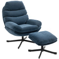 Poltrona Relax com Pufe Poltrona Lounge em tecido chenille Poltrona de TV moderna 78 x 93 x 100 cm Azul — foto 1