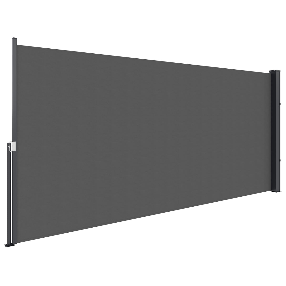 Estore lateral ecrã de privacidade biombo retrátil 3 x 1,4 m alu. poliéster anti-UV alta densidade 180 g/m² cinzento escuro — foto 1