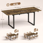 Mesa de Jantar Extensível 140-180 cm para 6-8 Pessoas Retangular em Design Industrial com Estrutura em Aço Aparência de Madeira Tigre — foto 2