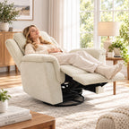 Poltrona relax com função reclinável e de balanço, poltrona de TV com apoio para os pés em creme branco — imagem 5