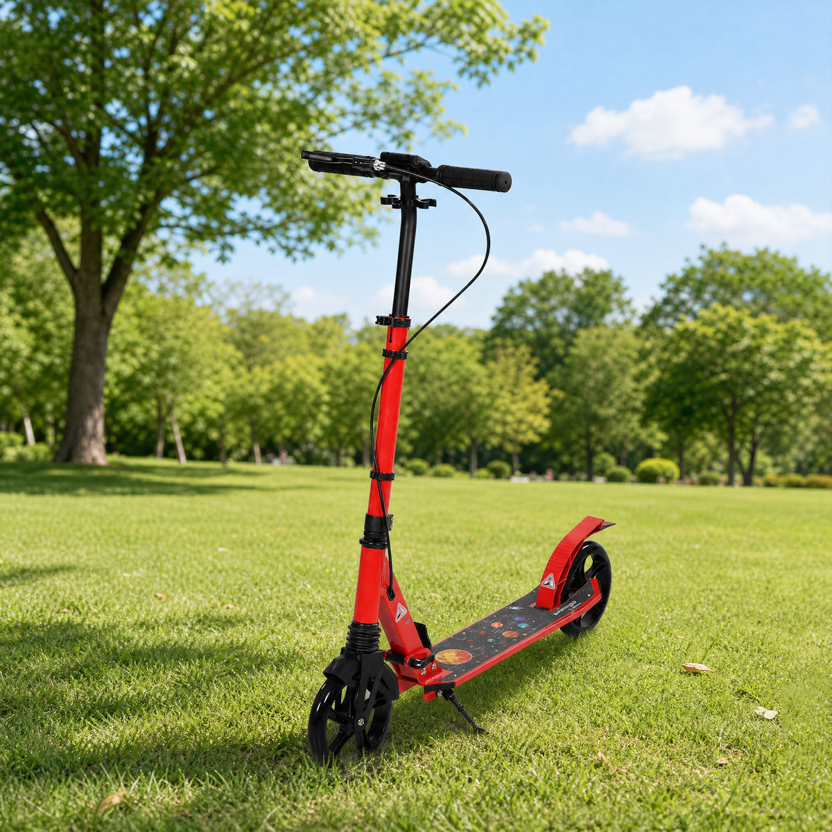 Trotinete Dobrável em Alumínio Guiador Ajustável Travagem Dupla Manual/Pedal Rodas PU 18 cm 86x38x103,5 cm Vermelho — imagem 3