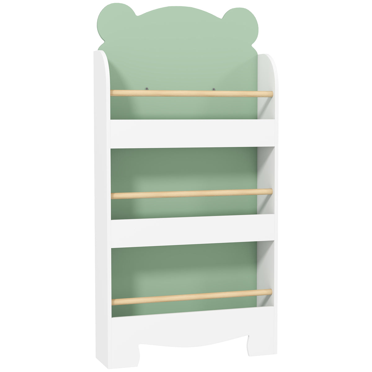 Estante Infantil para Livros Estante Infantil de 3 Níveis com Tema de Urso para Livros e Brinquedos 55x15x110 cm Verde — foto 1