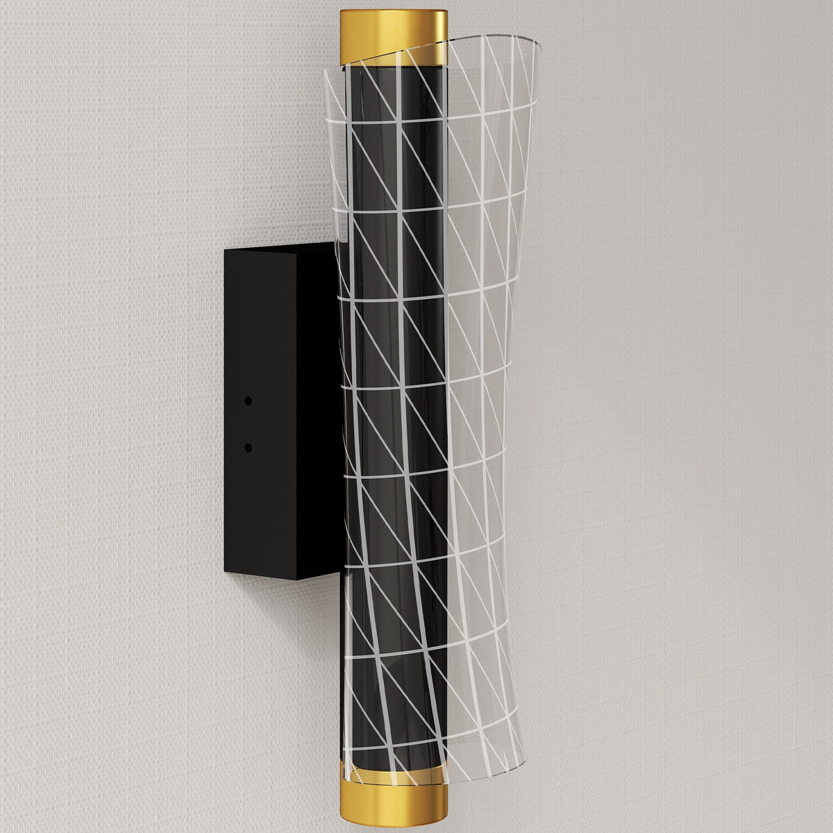 Luminária de Parede Interna com LED, Design em Grade, Dimerizável, Abajur de Cabeceira, Metal, Preto — foto 1