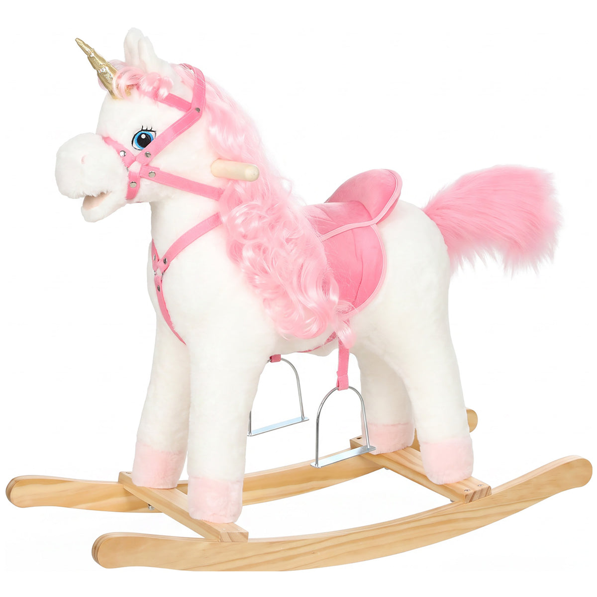 Cavalo de Baloiço Unicórnio para Bebés com Sons de Cascos e Relinchos, Boca e Cauda Móveis, 1-3 Anos, Branco — foto 1