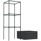 Canteiro elevado com treliça, vaso com suporte, fundo aberto, resistente às intempéries, 61 cm x 61 cm x 140 cm, cinza escuro — imagem 4