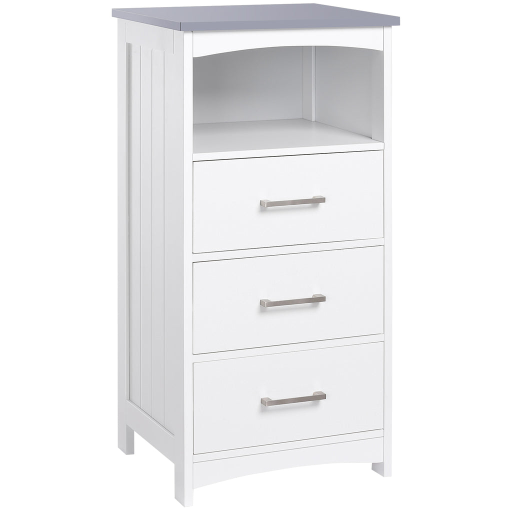 Móvel de Casa de Banho com Pés Móvel de Arrumação com 3 Gavetas e 1 Prateleira 40x33x80 cm Branco — foto 1