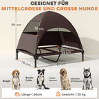 Cama Elevada para Cães Exterior com Toldo, Cama Elevada para Cães Grandes, 91 x 76 x 90 cm, Café — foto 2