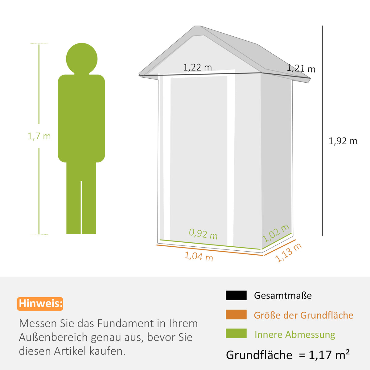 Abrigo Metálico para Ferramentas 1,17 m² Abrigo com Telhado a duas Águas Ventilação Fechadura Luvas 122x121x192 cm — foto 2