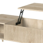 Mesa de Centro Elevável Compartimento Oculto 2 Prateleiras Abertas Bordas Arredondadas Estilo Meados do Séc. 100x48x41 cm Carvalho — imagem 8