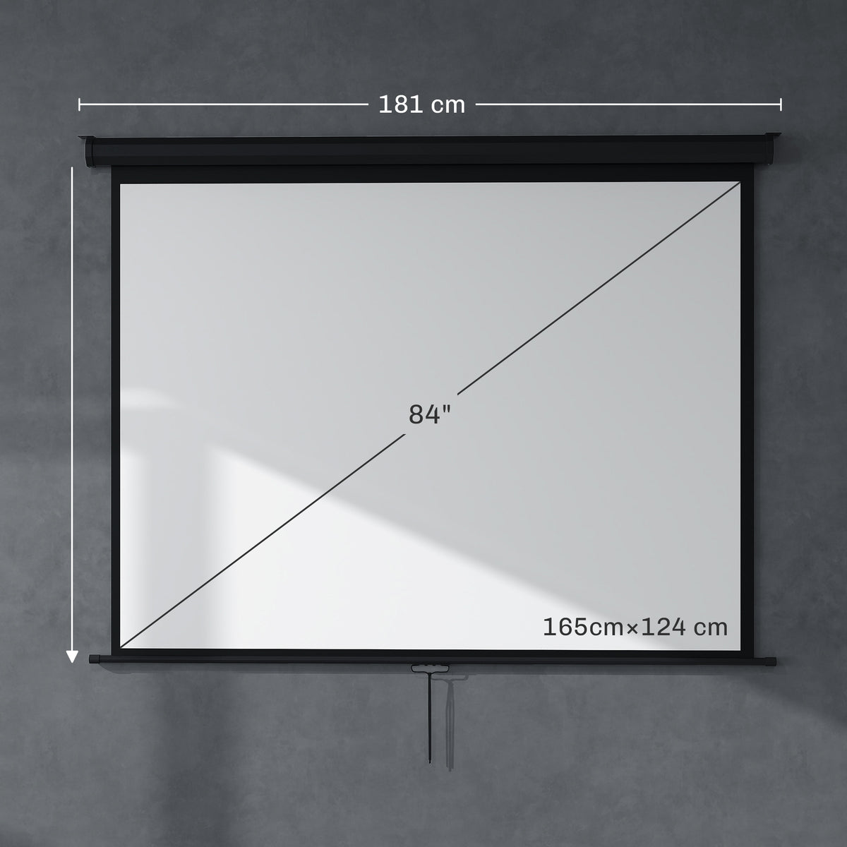 Tela de projeção de 213,36 cm, tela para projetor, 4:3 4K HD, fixação parede ou teto, 181l x 8P x 138H cm, preto — foto 2