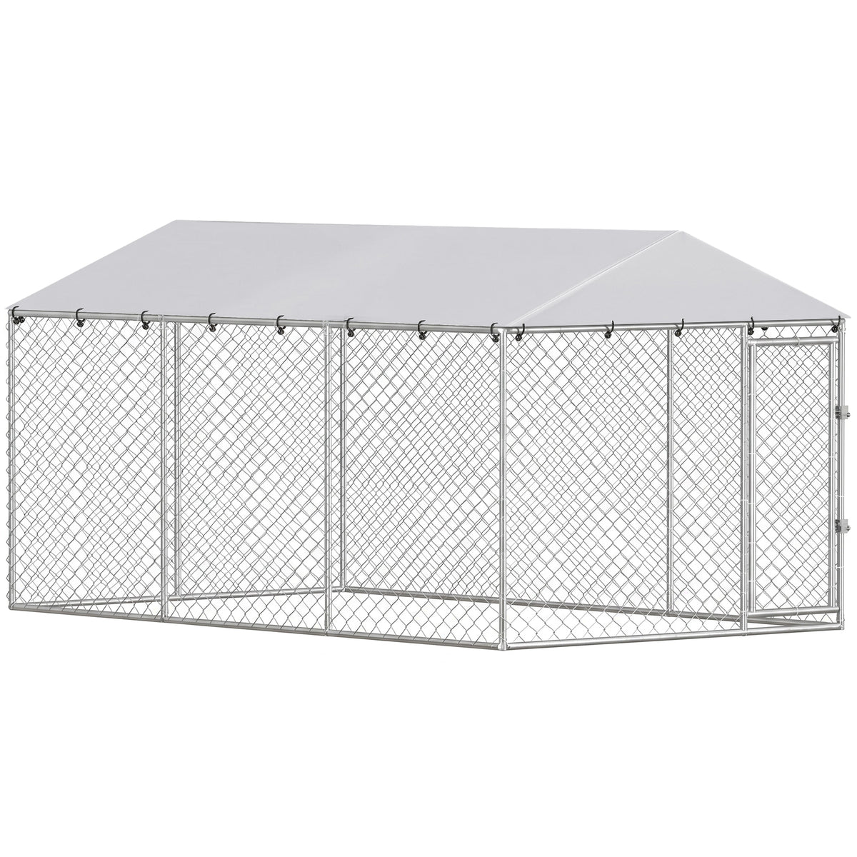 Recinto para Cães de Exterior com Rede Galvanizada e Fecho em Aço e Tecido Oxford 4x2.3x2 m Prata — foto 1