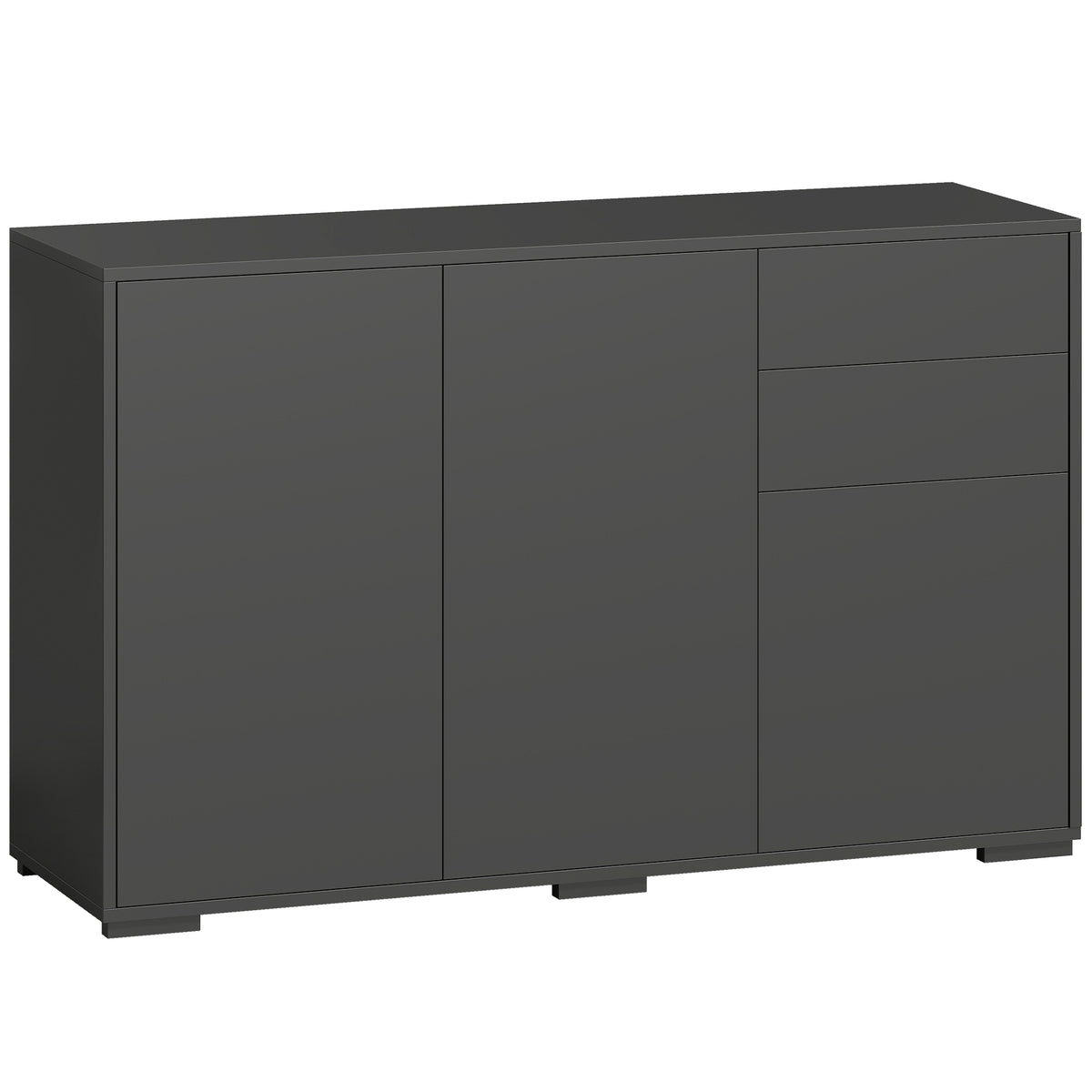 Aparador Móvel de Arrumação 2 Gavetas Deslizantes 3 Portas Prateleira Ajustável Painéis de Partículas 117x36x74 cm Preto — foto 1