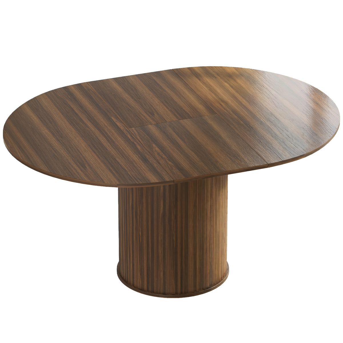Mesa de Jantar Extensível para 6 a 8 Pessoas 110-150 cm Mesa de Cozinha Oval com Base Central Redonda Nogueira — foto 1