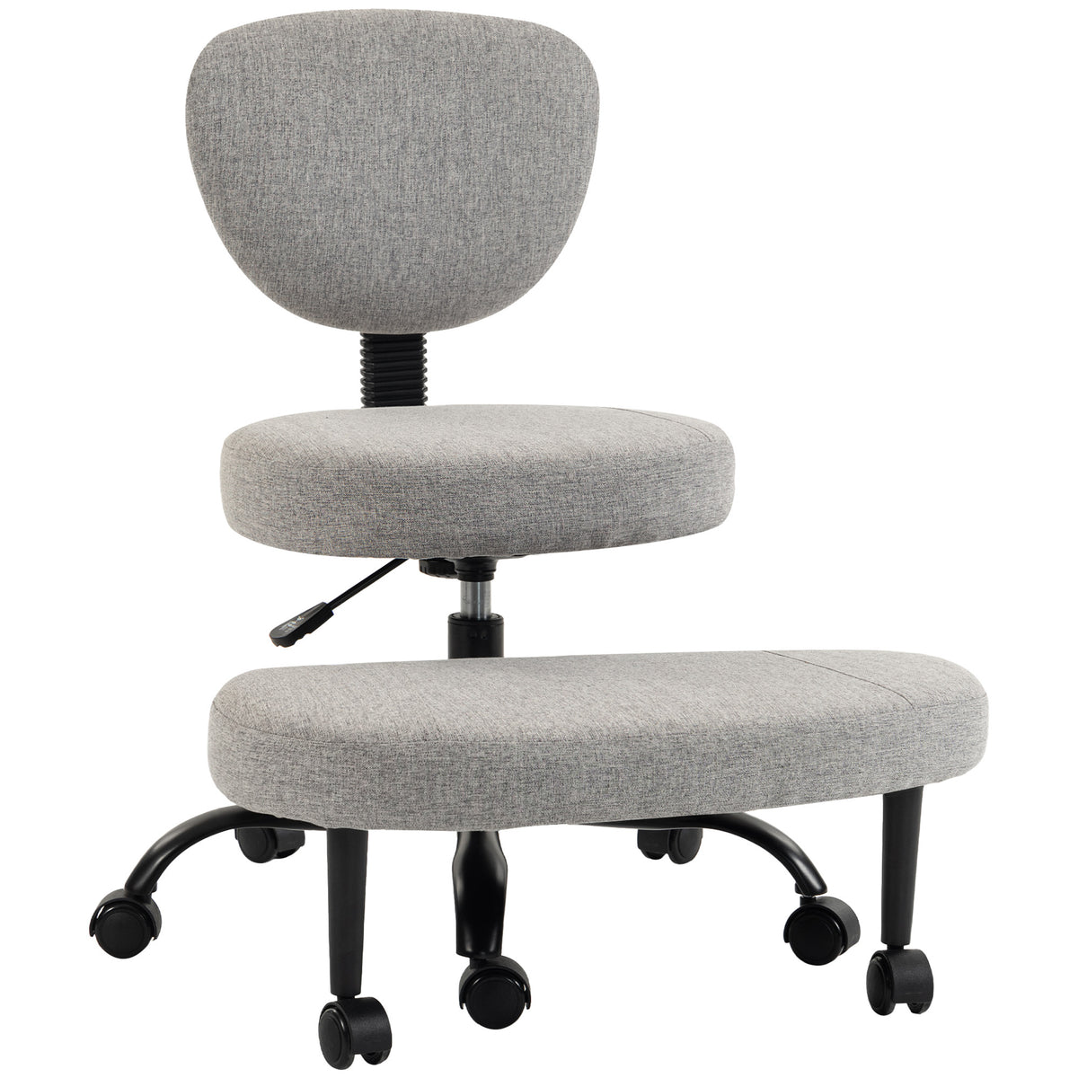 Cadeira de Escritório Ergonômica, Pernas Cruzadas, Rotação 360° com Rodas, Cinza Claro — foto 1