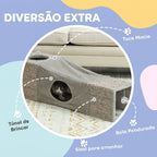 Túnel para Gatos de Interior Encaixável com Múltiplas Entradas, Tocas em Sisal e Bola Suspensa, 98x30x30 cm, Cinzento — imagem 9