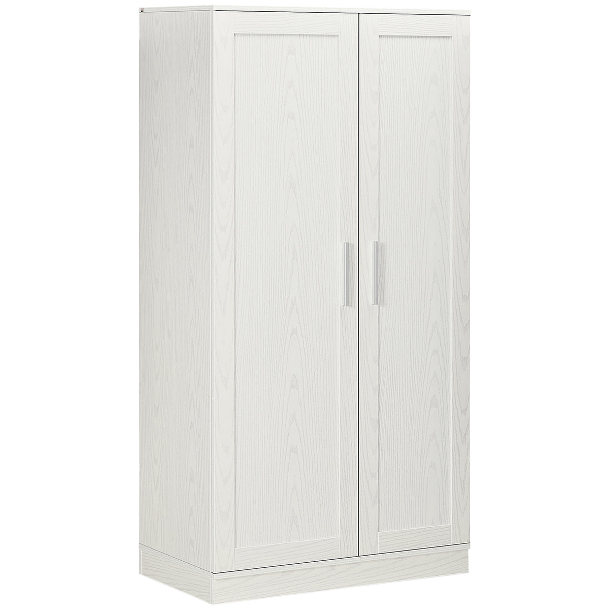 Credença para Cozinha com 2 Portas, Prateleiras Ajustáveis, para Sala de Jantar e Sala de Estar, 80x43x160 cm, Branco Efeito Madeira — foto 1