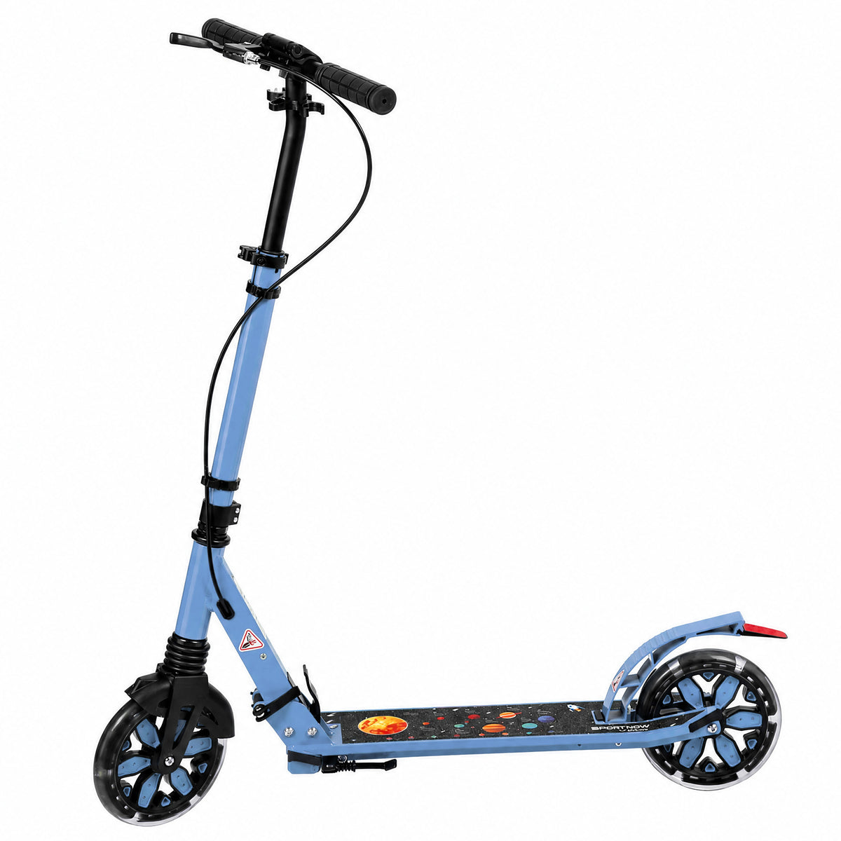 Trotinete Dobrável para Adolescentes e Adultos com Rodas Luminosas, Guiador Ajustável, Travão Duplo e Suspensão, Azul — foto 1