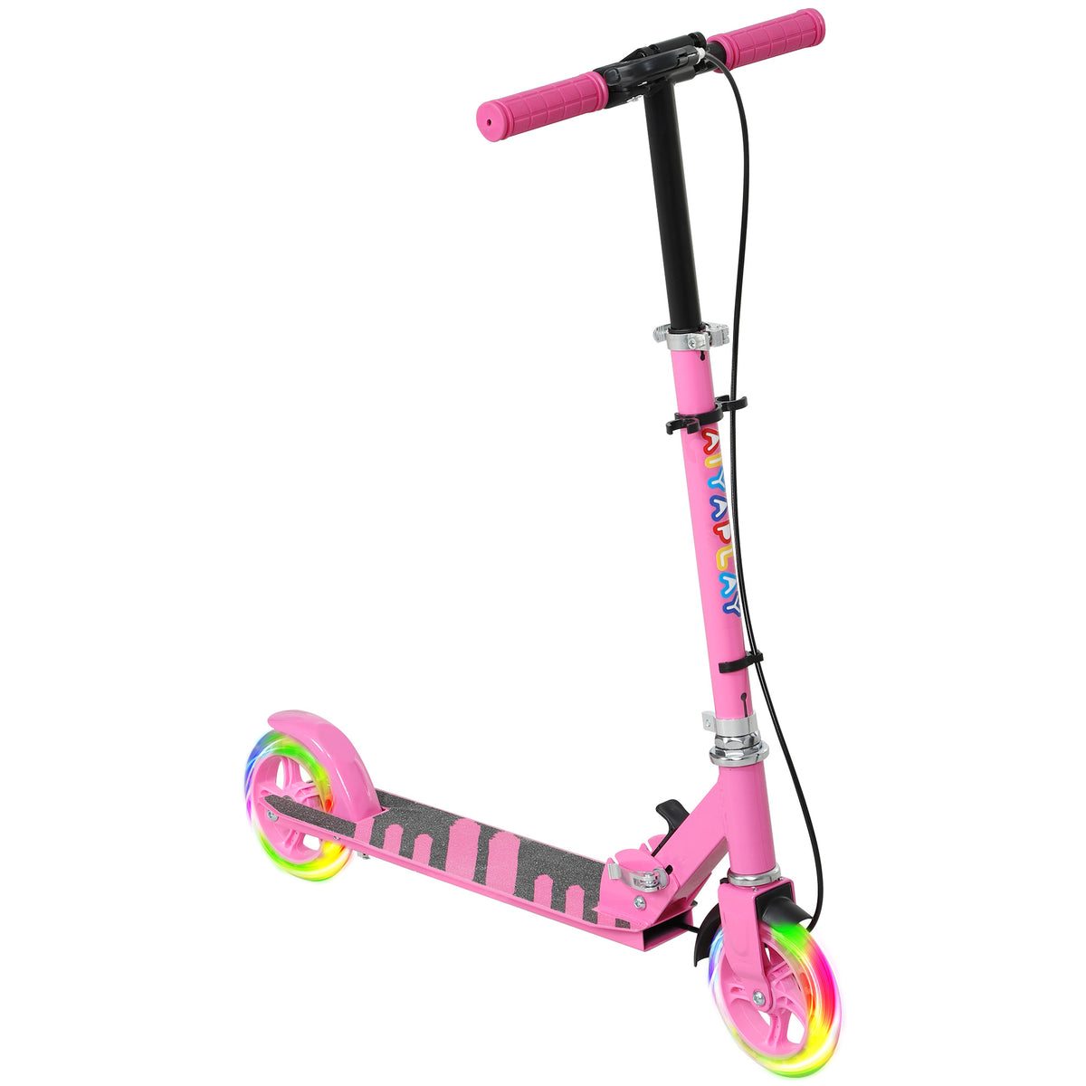 Patinete Infantil 3-8 Anos com Rodas Luminosas, Guidão Ajustável e Travão Traseiro, Rosa — foto 1