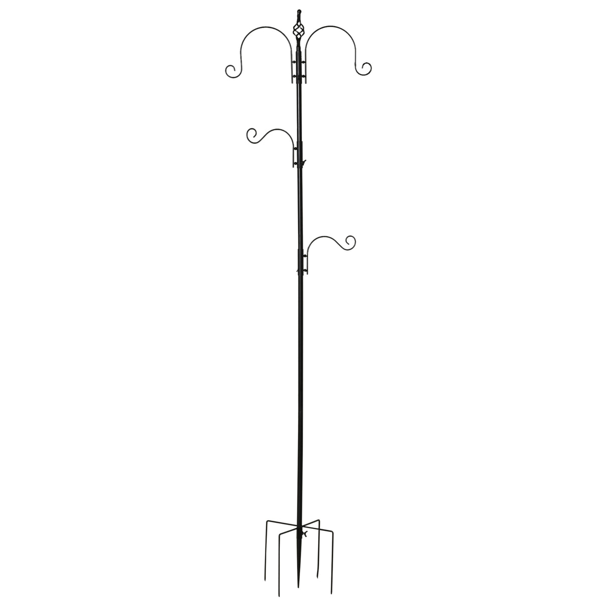 Mangeoire À Pássaros Estação de Alimentação decorativa para Pássaros Selvagens com 4 Ganchos 54,5x54,5x208 cm Preto — foto 1