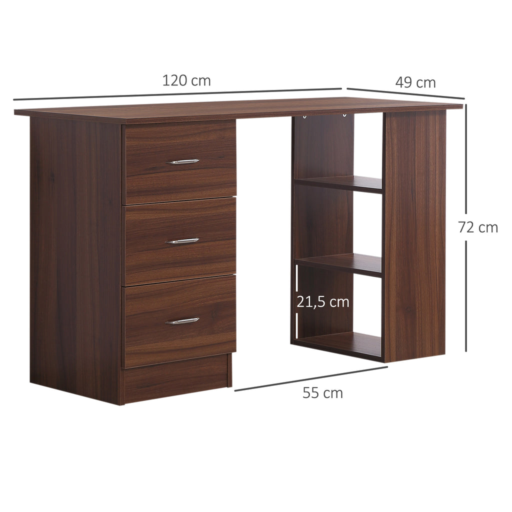 Mesa de Computador 120x50 cm Mesa de PC com Prateleiras e Gavetas para Espaços Pequenos Quarto Cornoz — foto 2