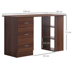 Mesa de Computador 120x50 cm Mesa de PC com Prateleiras e Gavetas para Espaços Pequenos Quarto Cornoz — foto 2