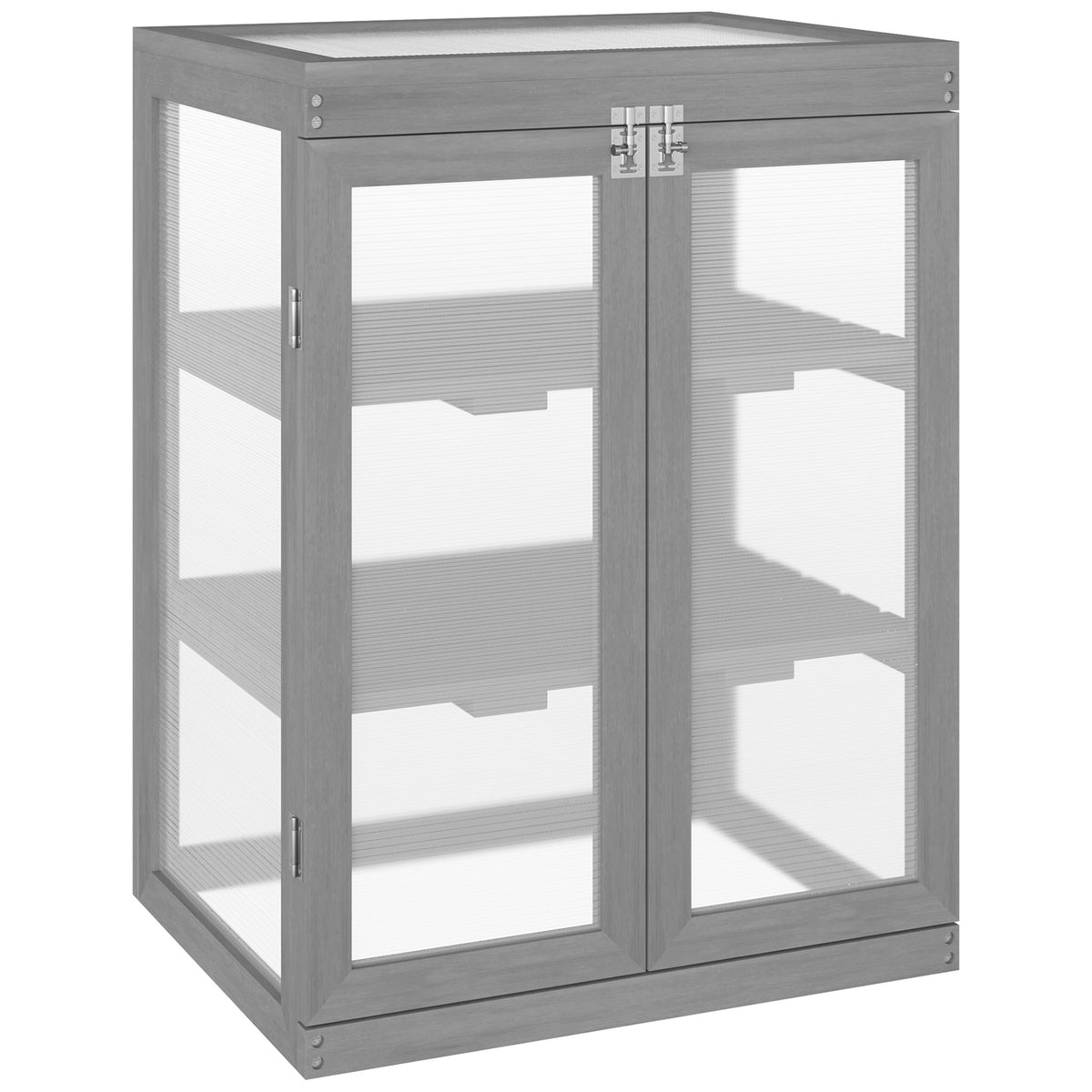 Estufa, transparente, adequada para áreas externas, Madeira+Policarbonato, 58 x 44 x 78cm — foto 1