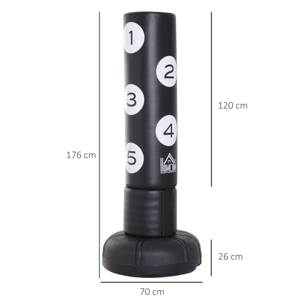 Saco de pé independente com suporte e almofada de plástico, 176 cm, Indicado para Profissionais e Iniciantes, Preto — foto 2