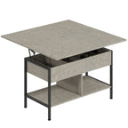 Mesa de Centro Elevável e Extensível Mesa de Sala com Compartimento Escondido Prateleiras Abertas 98x49x55 cm Cinza — foto 1