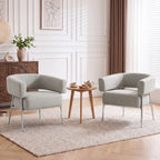 Poltrona de Sala, Poltrona de Apoio Acolchoada em Tecido Efeito Linho, Encosto Curvo e Braços, Estilo Moderno, Castanho — imagem 5