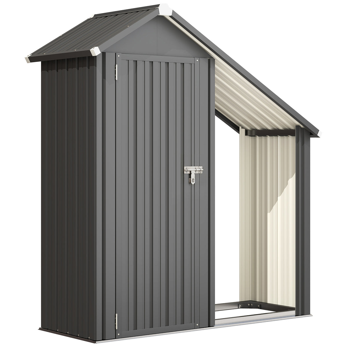 Abrigo para Lenha com Armário 0.77 m² 150x66x162 cm em Aço Galvanizado Cinza Escuro — foto 1