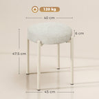 Conjunto de 4 Bancos Empilháveis Redondas com Assento Acolchoado sem Encosto Economia de Espaço 45x45x47,5 cm Creme — foto 2