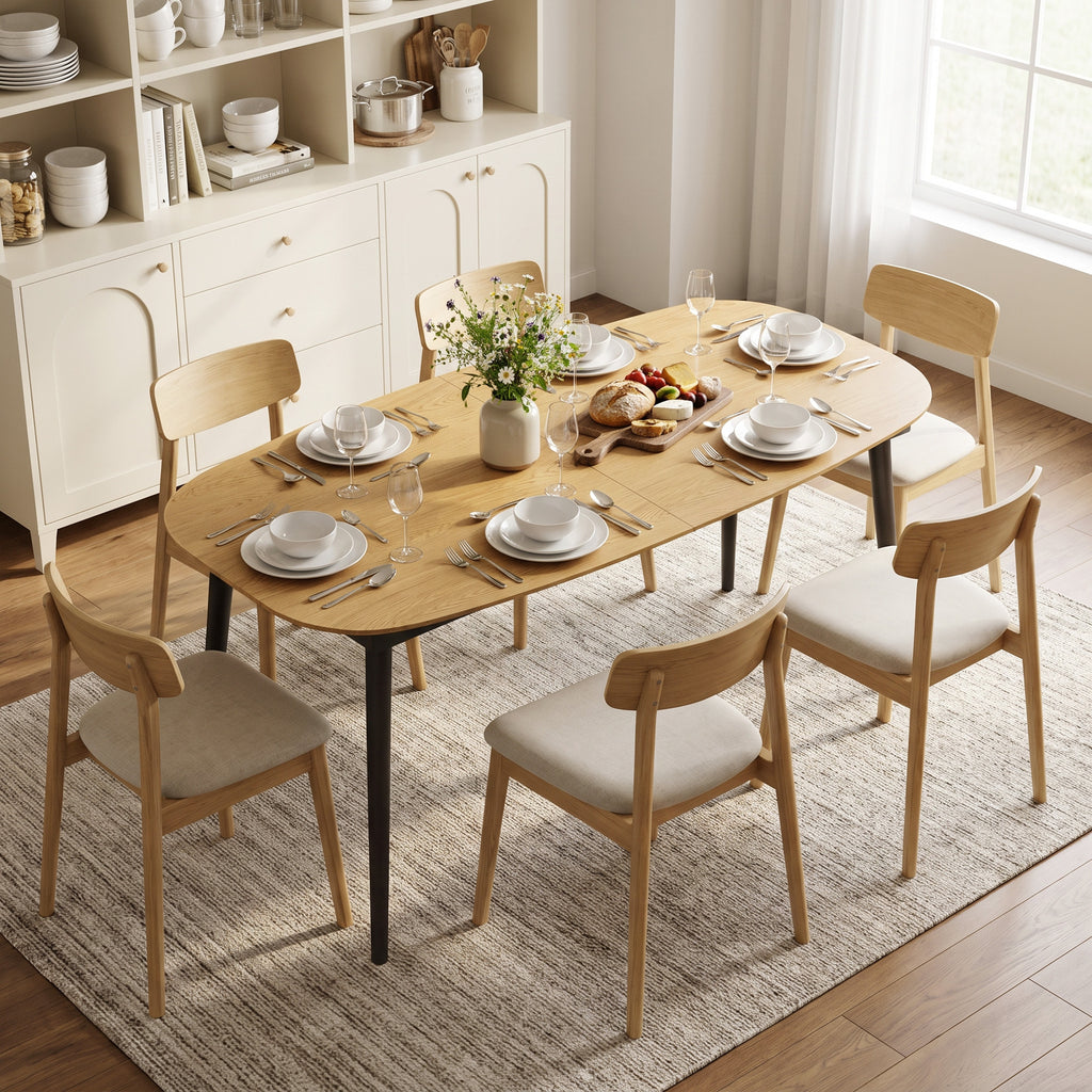 Mesa de Jantar Extensível Retangular para 6 a 8 Pessoas Mesa de Cozinha 160-200 cm com Prateleira Castanho — imagem 4